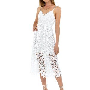 ASTR The Label White Lace A Line Midi Dress (Runs Small)